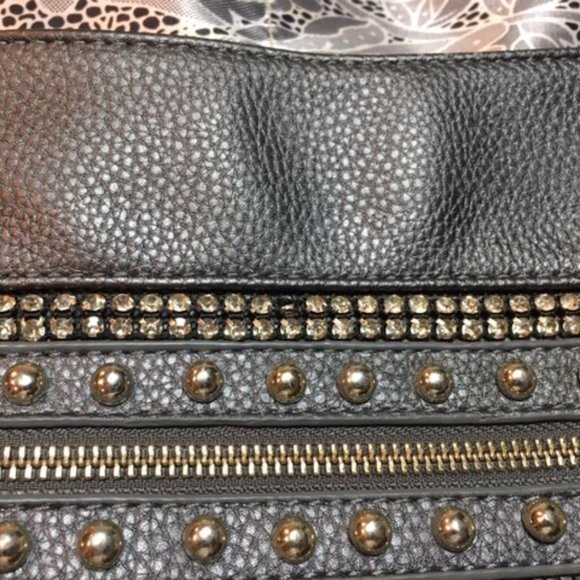 Imoshion Grey/Silver Rhinestone Studded Adjustable Faux LeatherCrossbody Handbag - Picture 10 of 16